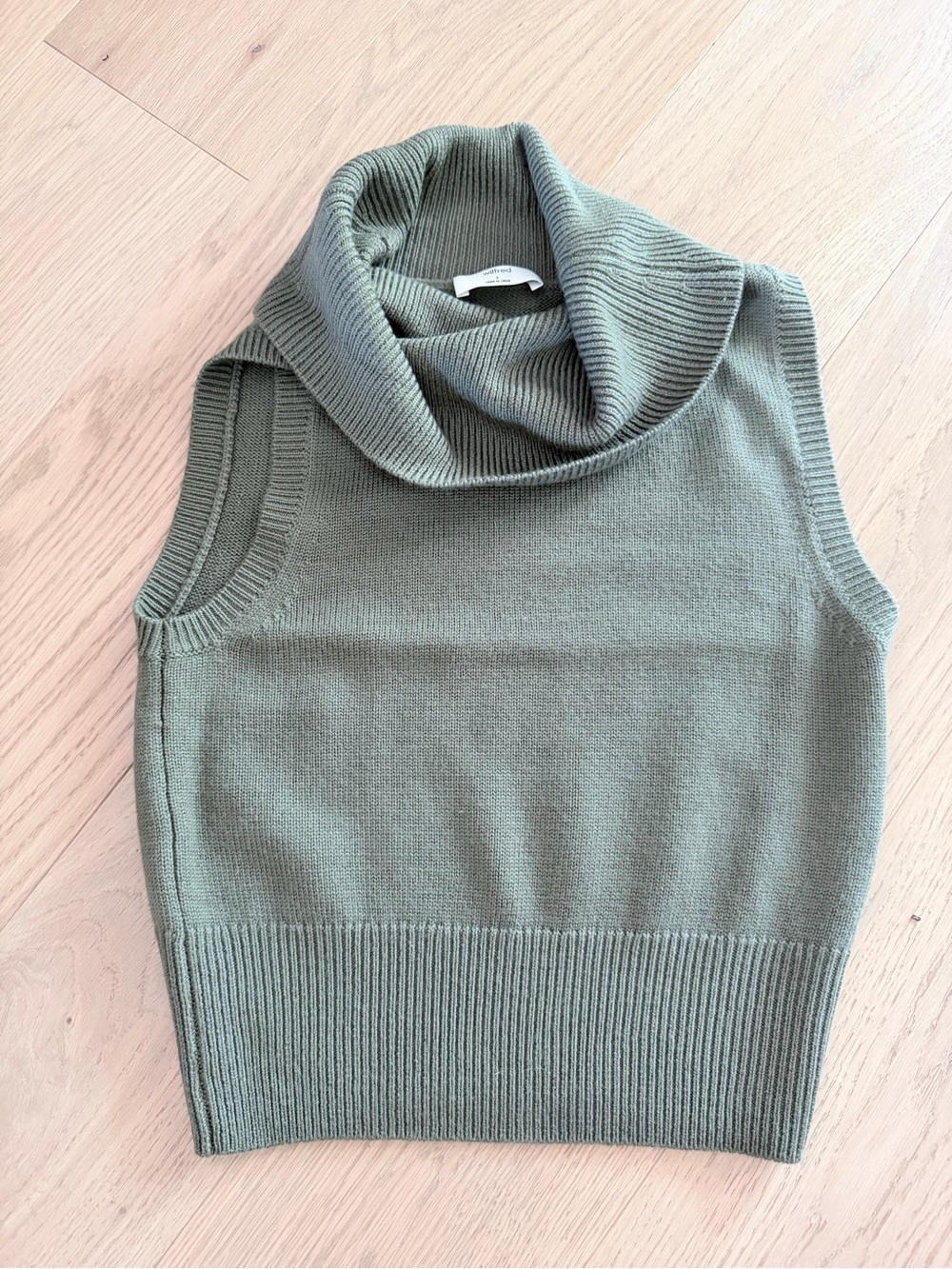 Wilfred Olive Green Sleeveless Cowl Neck Sweater Vest